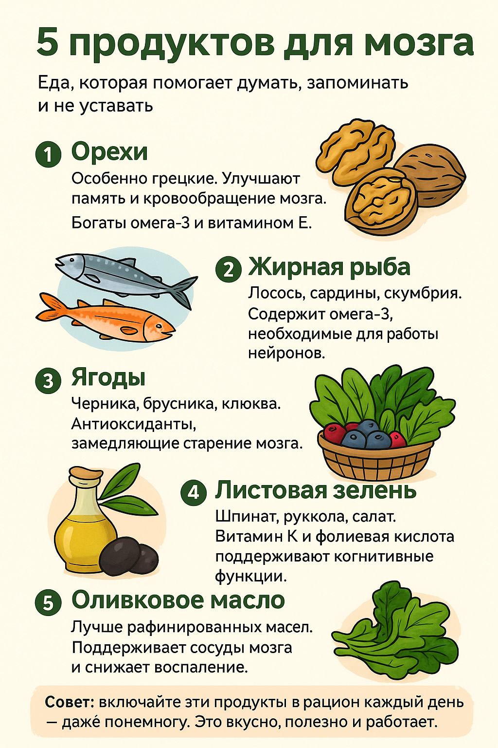 5 продуктов для мозга